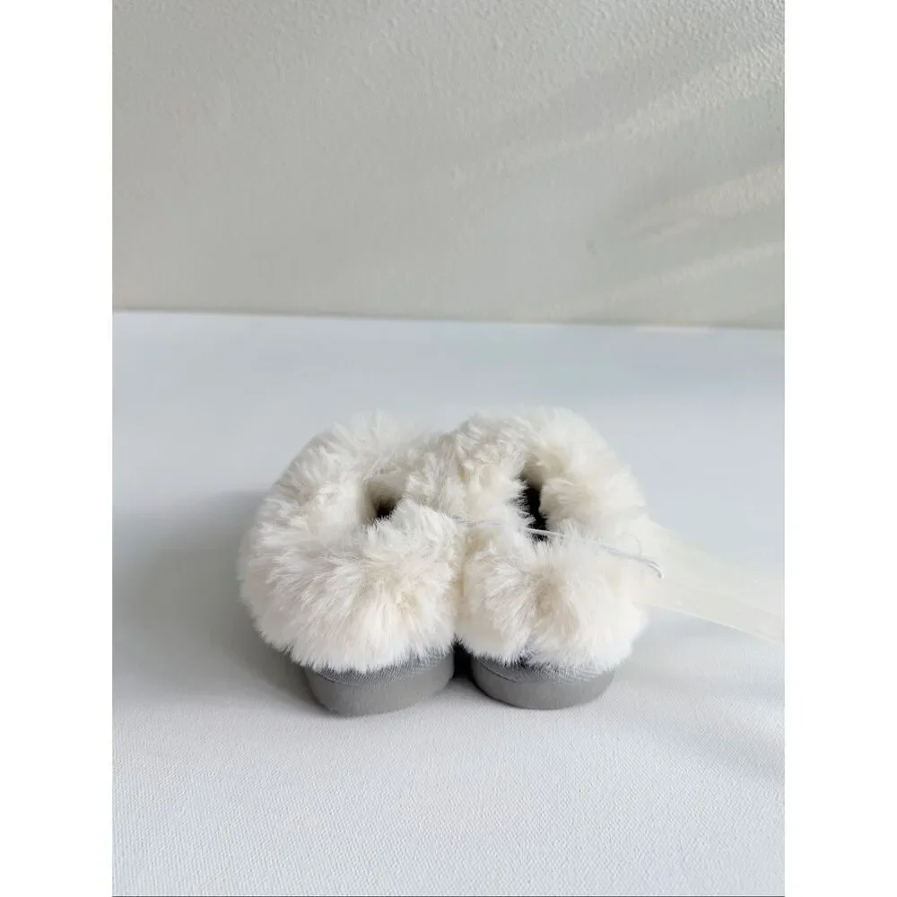 Cat & Jack Toddler Piper Faux Fur Cuff Scuff Slippers size 5